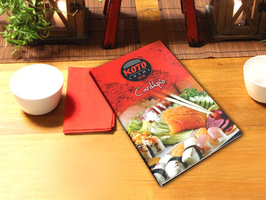 Cardápio de Couro Sintético Koto Sushi